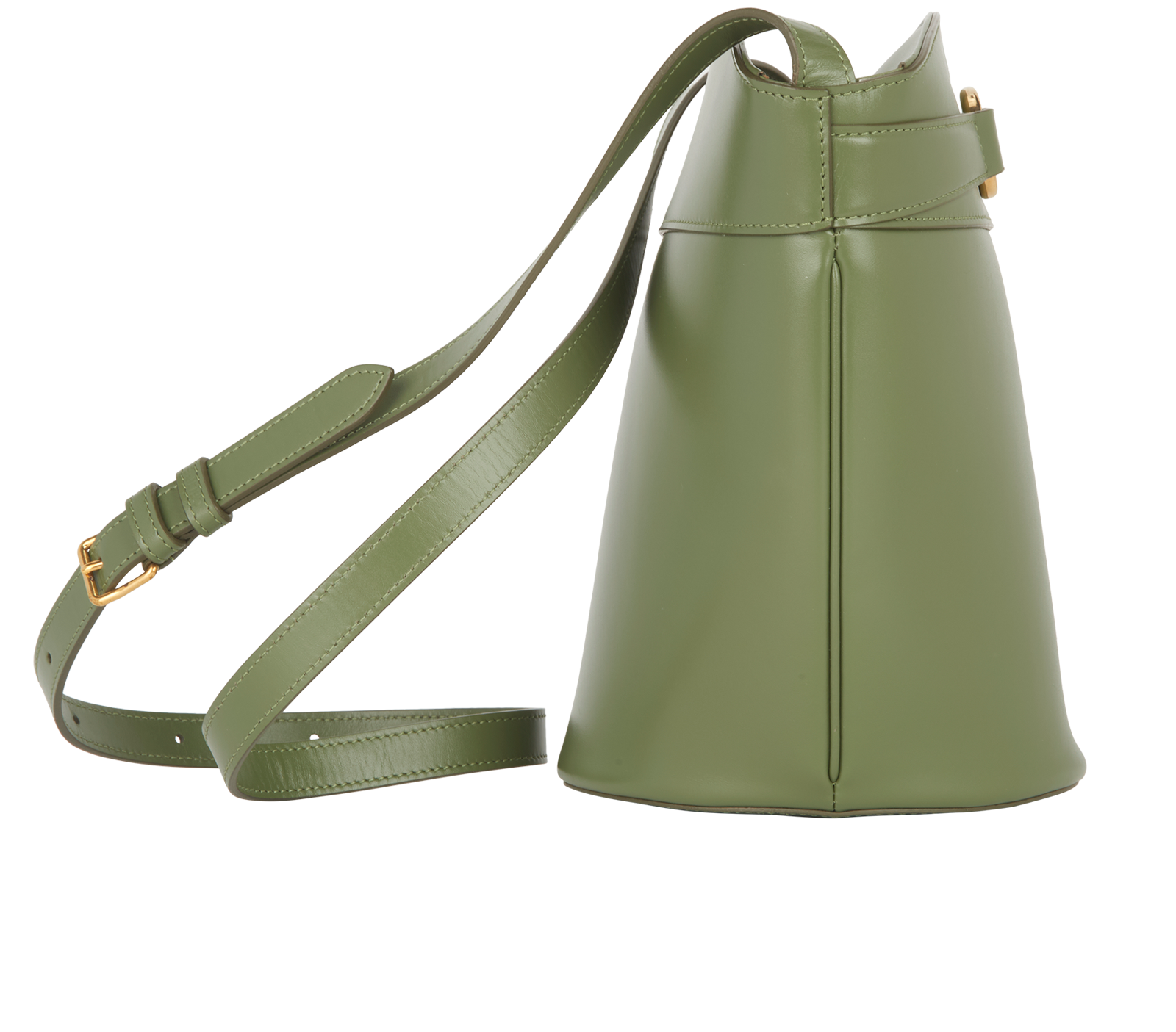 Clasp Bucket Bag, &pound;600, Handbags, Green, Leather, Side view
